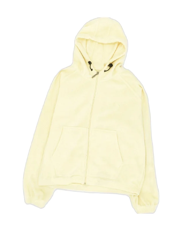 PUMA Womens Hooded Fleece Jacket UK 18 XL  Yellow Polyester Faux Fur Jacket Real Fur Jacket Shearling Jacket