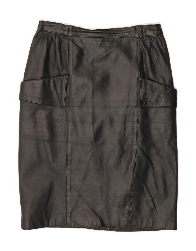 CRISTIANO DI THIENE Womens Leather Skirt IT 42 Medium W26  Black Leather lace skirt delicate