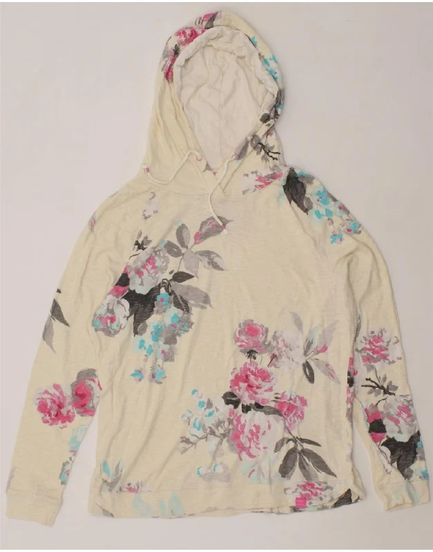 JOULES Womens Hoodie Jumper UK 18 XL Beige Floral Cotton Hoodie with Strings Custom Fit Adjustable JOULES Womens Hoodie Jumper UK 18 XL Beige Floral Cotton Hoodie with Strings Custom Fit Adjustable