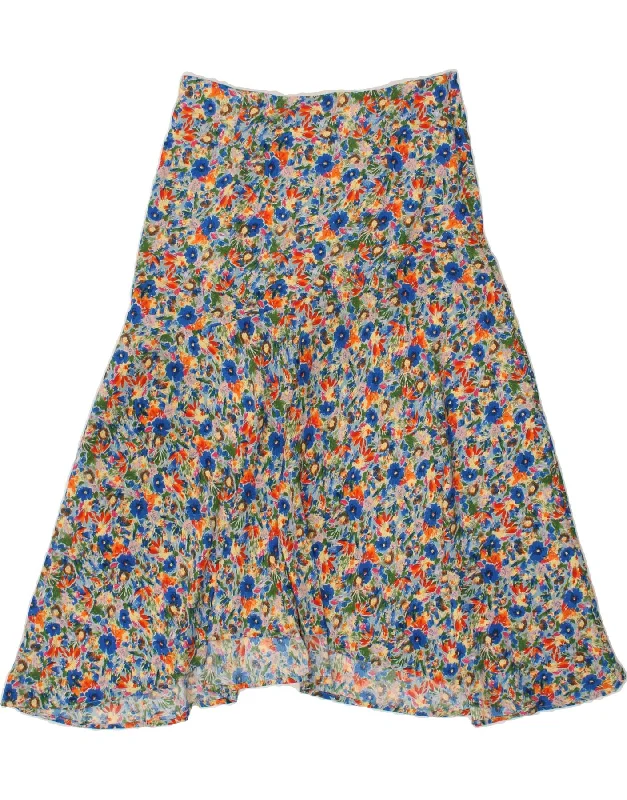 VINTAGE Womens Flared Skirt UK 14 Large W34 Multicoloured Floral athletic skirt fit