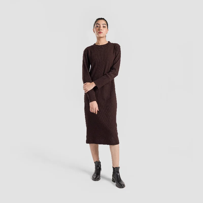 Motion Rib Dress (Brown) Tunics Review highly