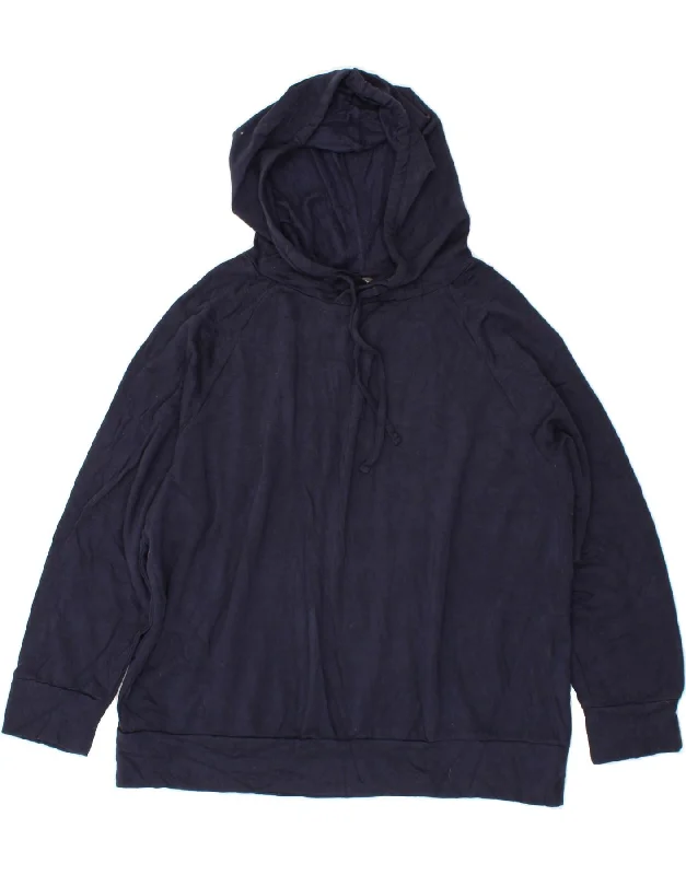 EDDIE BAUER Womens Hoodie Jumper UK 20 2XL Navy Blue Polyester Hoodie with Color Block Contrast Stylish