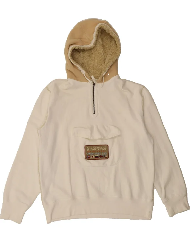NAPAPIJRI Womens Graphic Hoodie Jumper UK 16 Large White Colourblock Hoodie Dress Longline Feminine