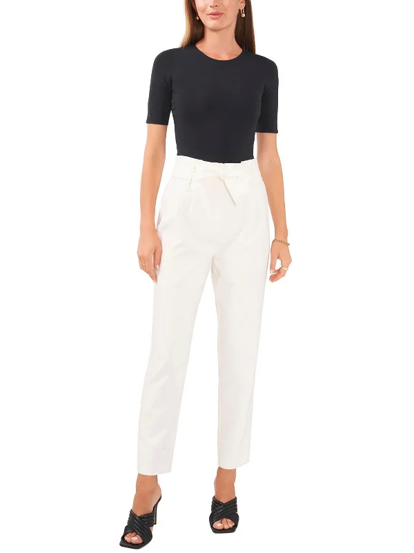 Womens High Rise Pleated Paperbag Pants Classic Chino Pants