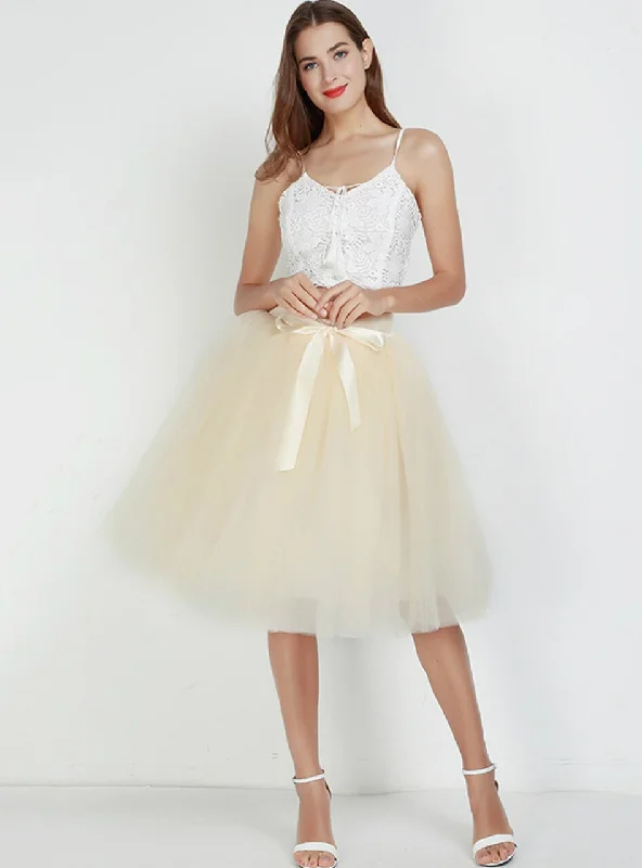 Beige 7 Layers Tulle Tutu Skirt tiered skirt playful