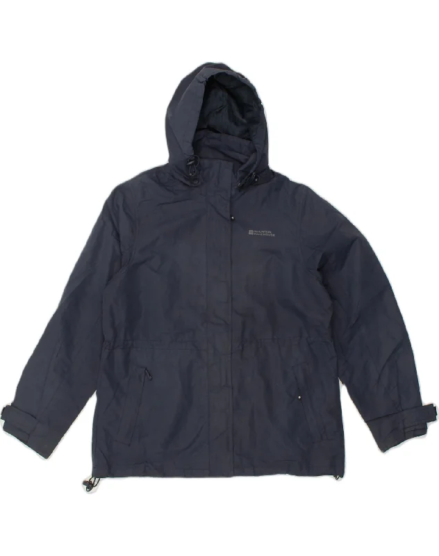 MOUNTAIN WAREHOUSE Womens Hooded Rain Jacket UK 16 Large  Navy Blue Striped Jacket Polka Dot Jacket Floral Jacket