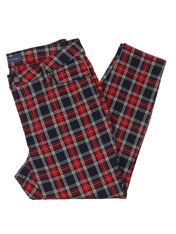 Plus Womens Plaid Ankle Skinny Pants Cozy Maternity Pants