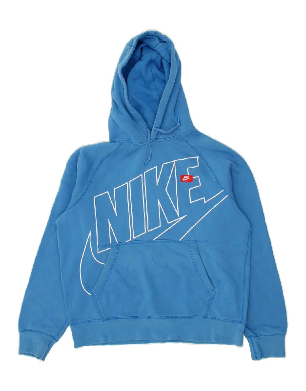 NIKE Womens Oversized Graphic Hoodie Jumper UK 14 Medium Blue Cotton Zip Hoodie Drawstring Kangaroo Pocket NIKE Womens Oversized Graphic Hoodie Jumper UK 14 Medium Blue Cotton Zip Hoodie Drawstring Kangaroo Pocket
