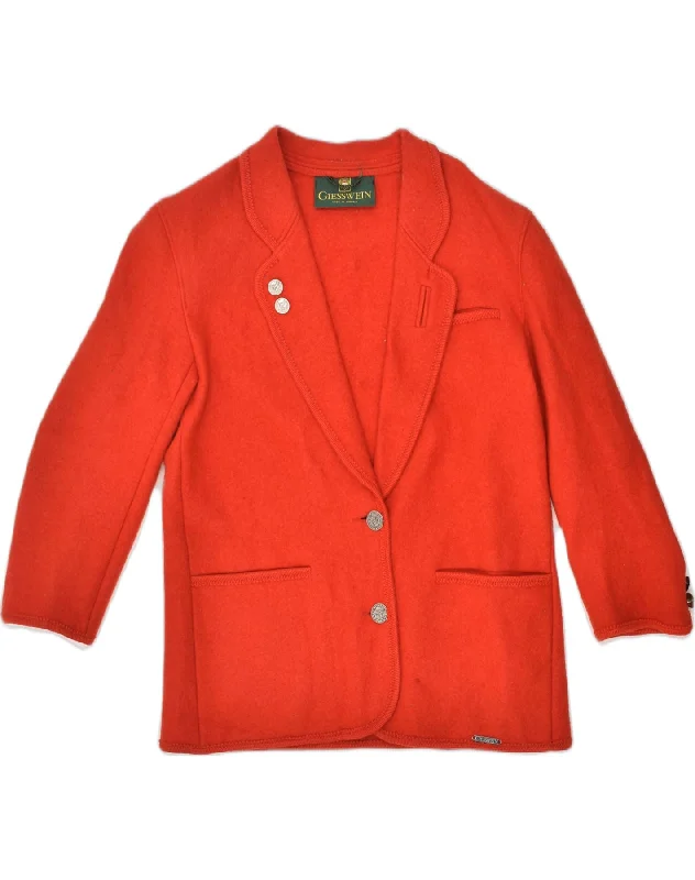 GIESSWEIN Womens 2 Button Blazer Jacket UK 12 Medium Red New Wool Elasticated Jacket Padded Jacket Insulated Jacket