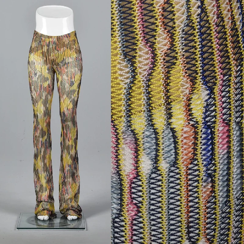 1970s Missoni Extra Long Sheer Knit Pants Trendy Palazzo Pants