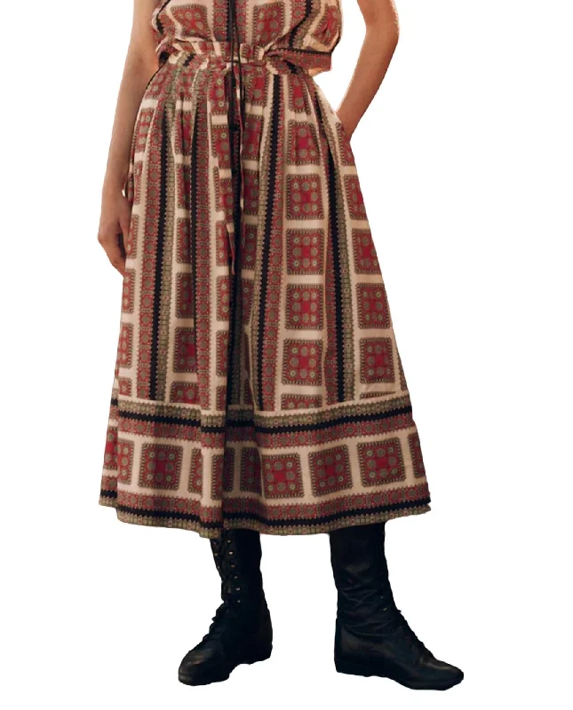 Treeline Midi Skirt In Westward Bandana Pring silk skirt elegant