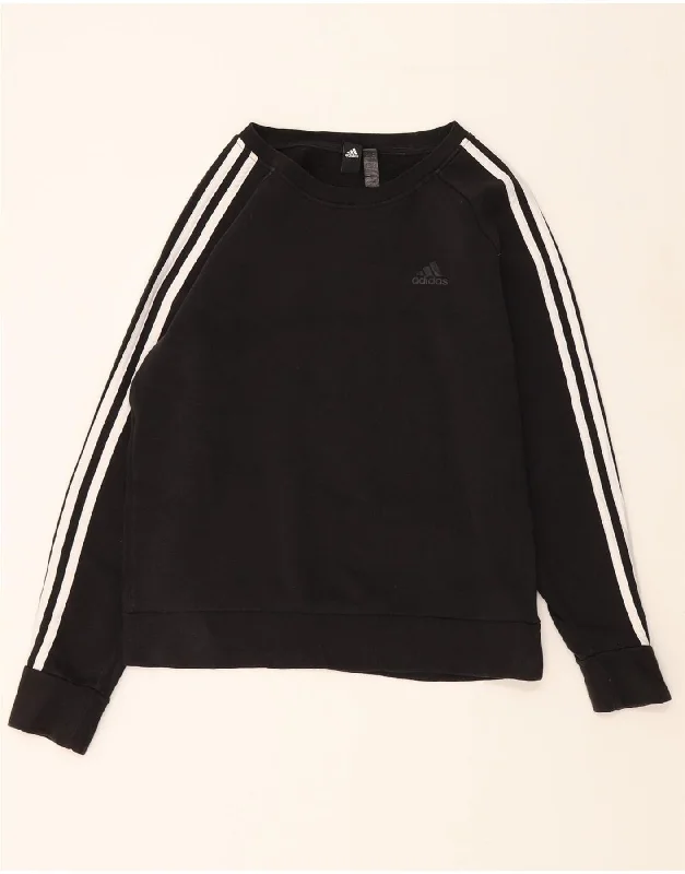 ADIDAS Womens Sweatshirt Jumper UK 12/14 Medium Black Cotton Hoodie with Earth Tones Natural Calm