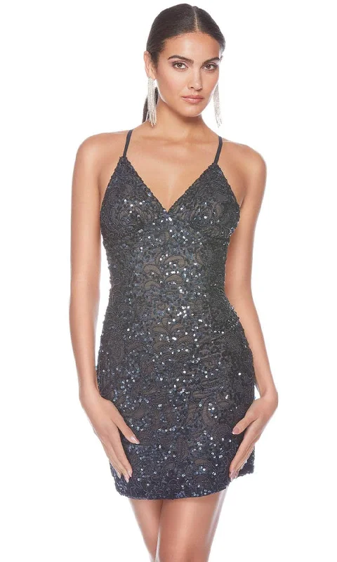Alyce Paris 84009 - Beaded Cocktail Dress Tunics Polka dots