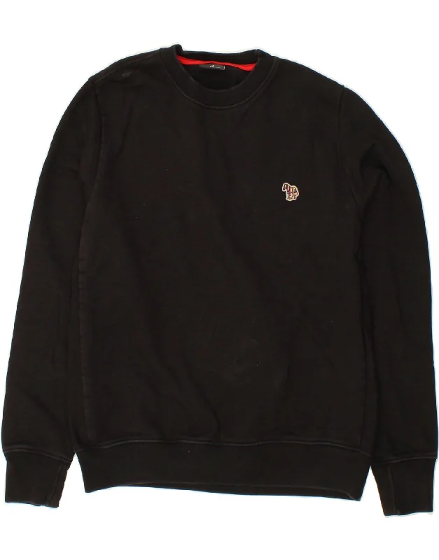 PAUL SMITH Womens Sweatshirt Jumper UK 18 XL Black Cotton Hoodie with Exposed Zipper Edgy Industrial