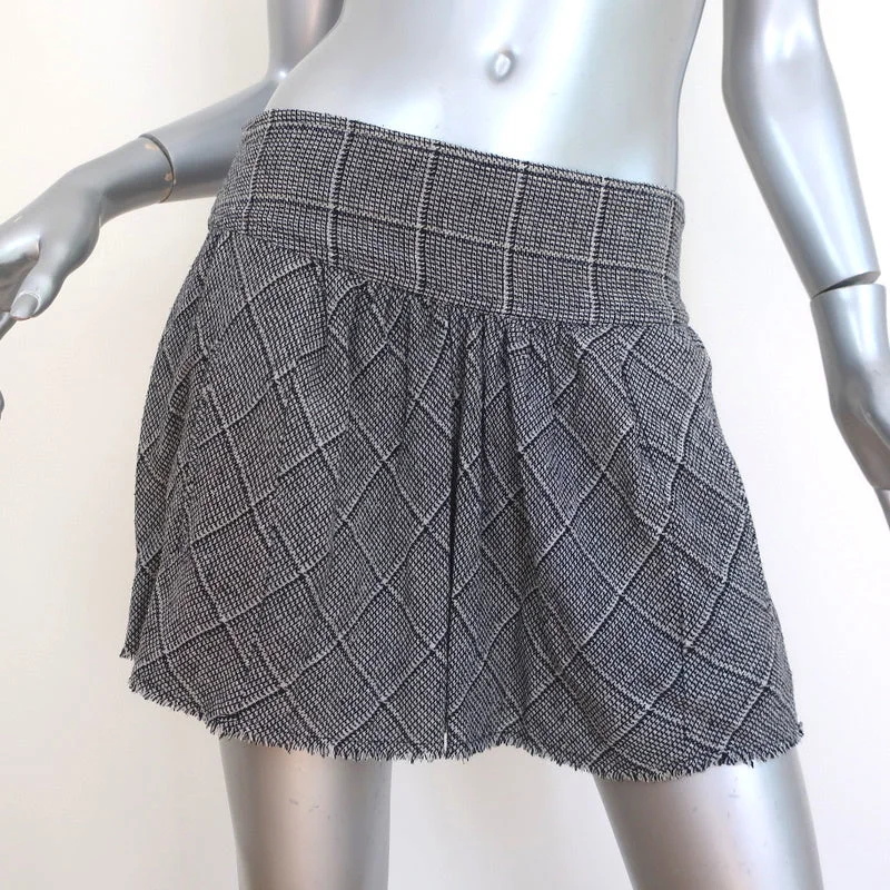 Isabel Marant Mini Skirt Black/Gray Houndstooth Woven Silk Size 1 wool skirt warm