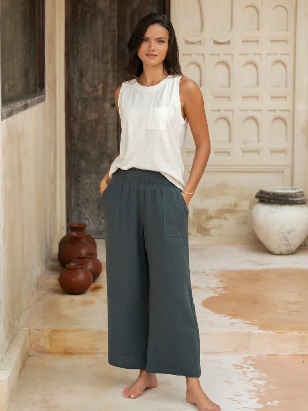 Bahama 3/4 Cotton Pants Charcoal Cozy Full-Length Pants