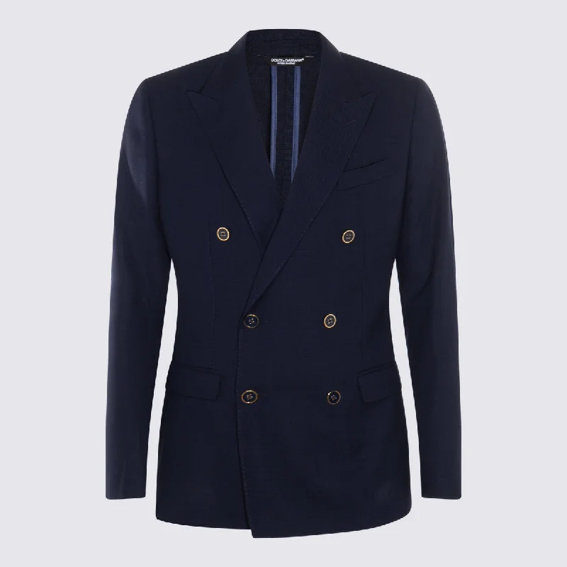 Dolce & Gabbana Jackets Blue Nylon Fabric Polyester Fabric Spandex Fabric