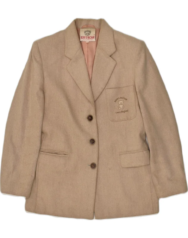 LAURA BIAGIOTTI Womens 3 Button Blazer Jacket IT 44 Medium Beige Striped Jacket Polka Dot Jacket Floral Jacket