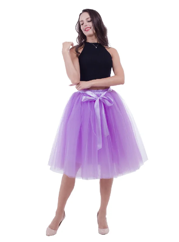Lavender Belt Puff Tulle Skirt seamless skirt comfort
