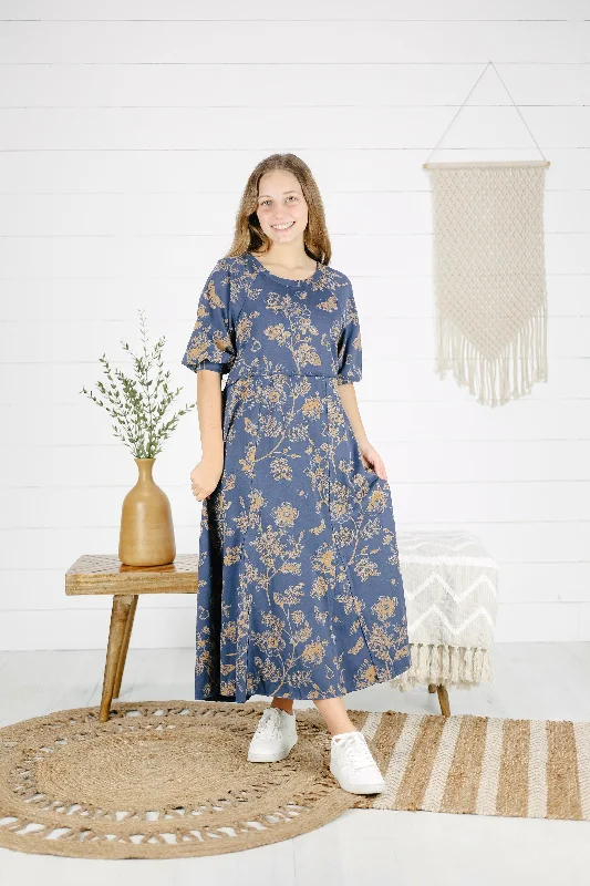 Delaney Floral Dress-Blue Tunics Sophisticated sleek