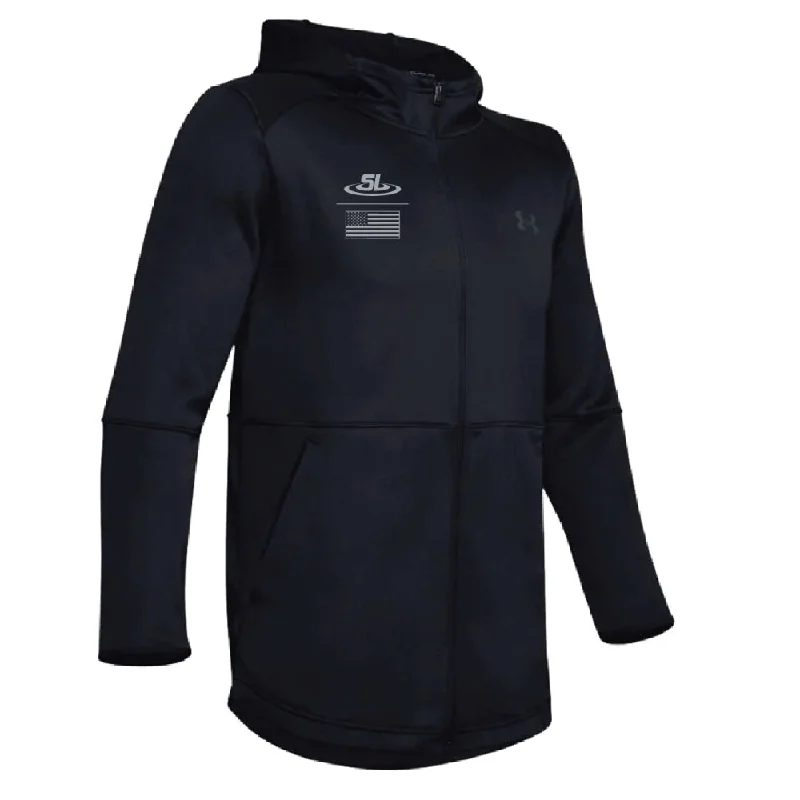 Under Armour x Scraplife Warm Up Full Zip Hoodie Black Hoodie with Hem Detail Decorative Unique