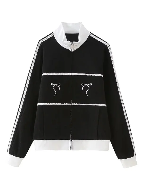 New style lace embroidery decorative sweatshirt jacket V-Neck Jacket Boat Neck Jacket Square Neck Jacket
