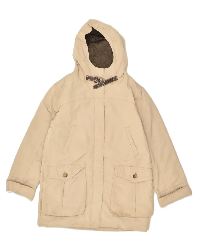 MASSIMO DUTTI Womens Hooded Windbreaker Jacket UK 16 Large Beige Polyester Striped Jacket Polka Dot Jacket Floral Jacket