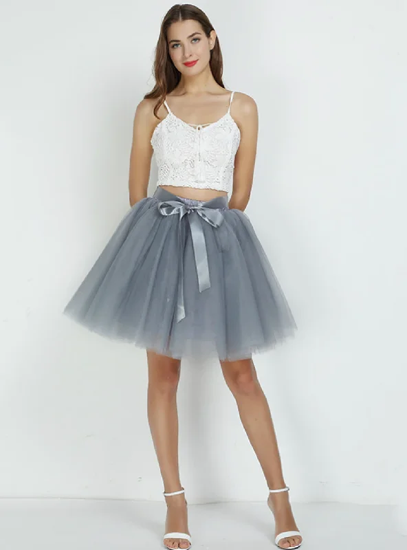 Gray 7-Layer Short Tulle Skirt velvet skirt sumptuous