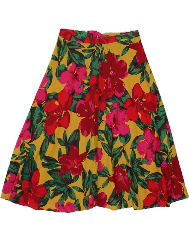 C&C CALIFORNIA Womens Flared Skirt Medium W30 Multicoloured Floral Linen low waist skirt