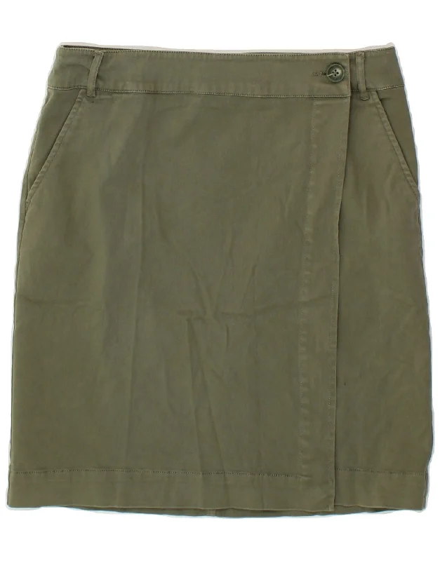 OASIS Womens Wrap Skirt US 10 Large W32 Khaki Cotton lace skirt intricate