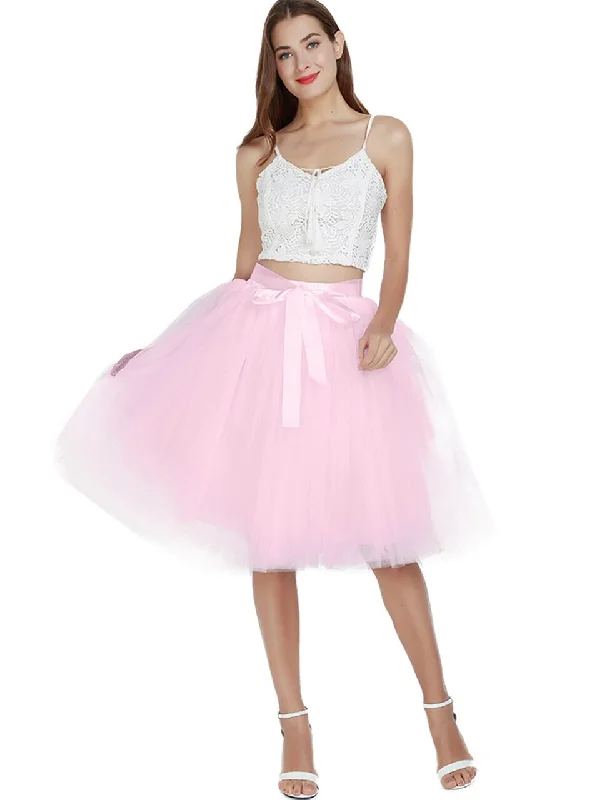 Pink 7 Layers Tulle Tutu Skirt chiffon skirt airy