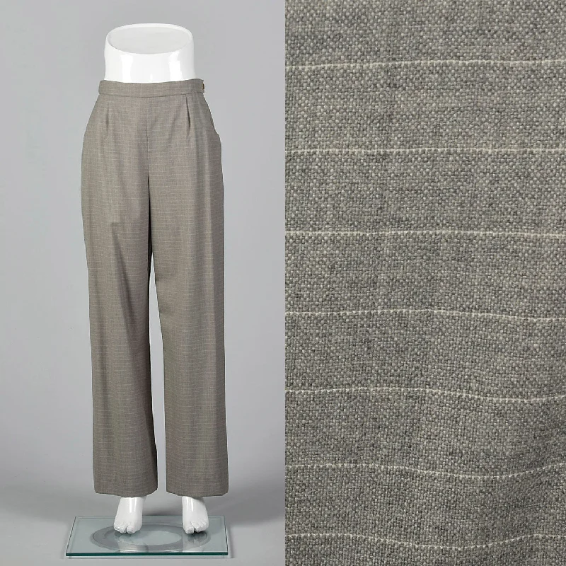 1990s Hermès Wool Pants in Heathered Gray Chic Checkered Pants