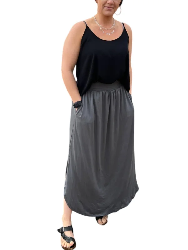 Maxi Skirt In Charcoal breathable skirt fabric