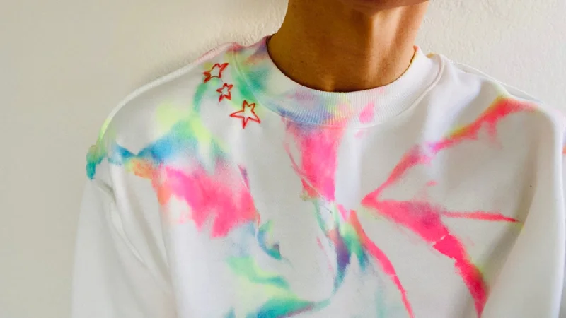 Neon Crop Sweatshirt Hoodie with Applique Textured Unique