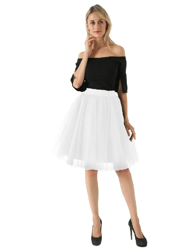 White 5 Layer Mesh Tutu Skirt silk skirt elegant