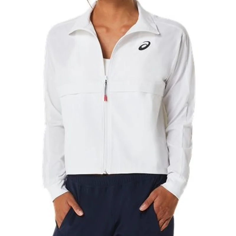 Asics Women Match Jacket - Brilliant White Mesh Jacket Canvas Jacket Denim Jacket