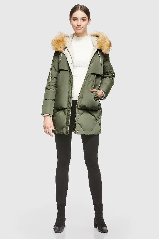Removable Fur Large Pockets Down Jacket Wool Jacket Cashmere Jacket Tweed Jacket