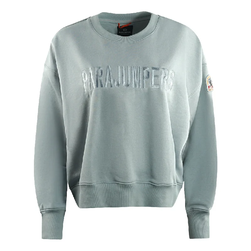 Parajumpers Melita Large Brand Logo Shark Grey Sweatshirt Cotton Hoodie Fleece Lining Warmth