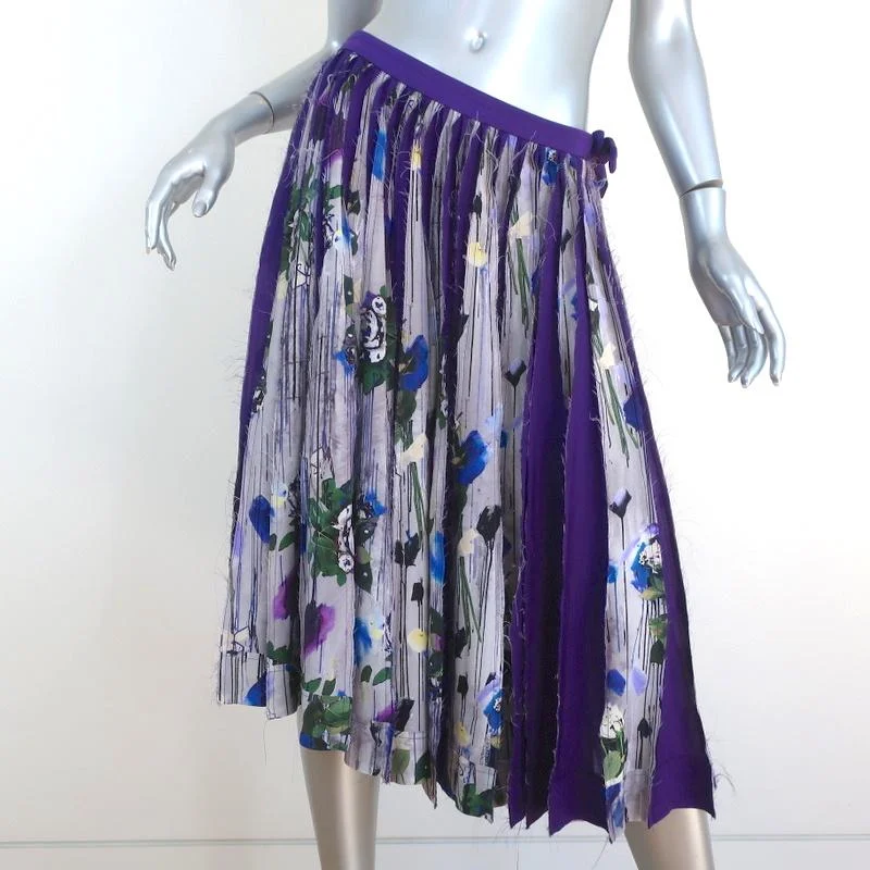 Jonathan Cohen Rickie Skirt Purple Printed Paneled Silk Size Medium pleated skirt texture