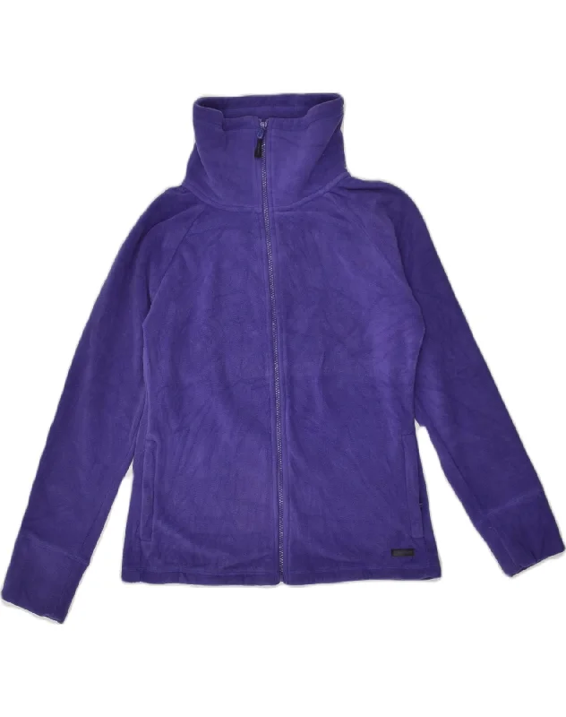 CALVIN KLEIN Womens Fleece Jacket UK 12 Medium Purple Polyester Wool Fabric Cashmere Fabric Tweed Fabric