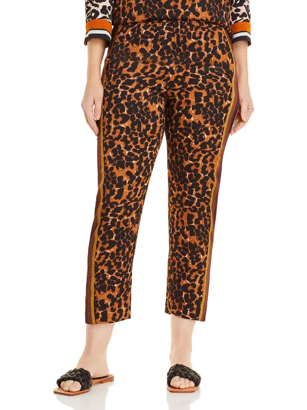 Aria Womens Striped Animal Print Ankle Pants Soft Wool Pants