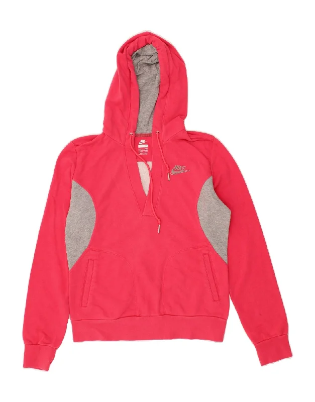 NIKE Womens Hoodie Jumper UK 10/12 Medium Pink Colourblock Cotton Hoodie Crop Top Short Trendy NIKE Womens Hoodie Jumper UK 10/12 Medium Pink Colourblock Cotton Hoodie Crop Top Short Trendy