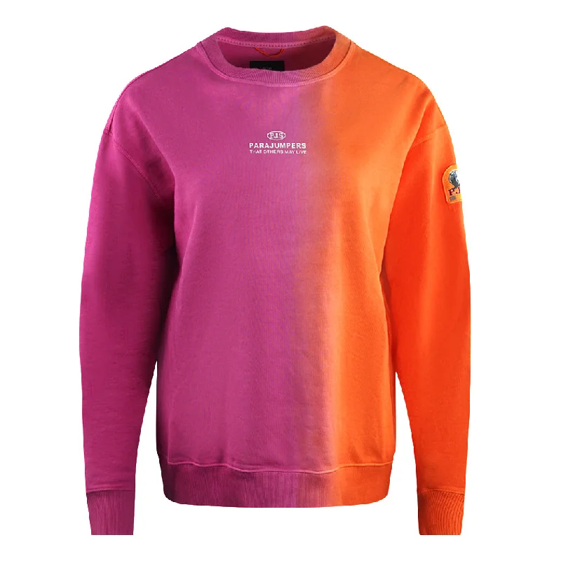 Parajumpers Augusta Split Pink Sun Orange Sweatshirt Zip Hoodie Drawstring Kangaroo Pocket