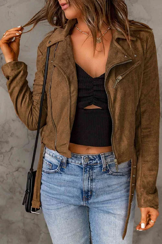 Vegan Suede Zip Detail Jacket Faux Fur Jacket Real Fur Jacket Shearling Jacket
