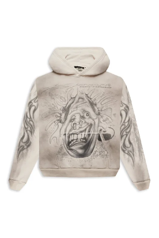 Ogre Face Hoodie (White) Hoodie with Side Slits Relaxed Casual