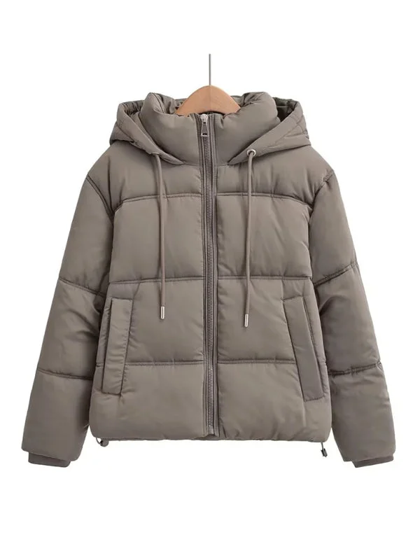 Fashion temperament simple hooded down padded jacket warm long-sleeved jacket Corduroy Jacket Velvet Jacket Brocade Jacket
