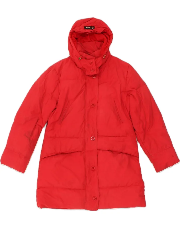 BRUGI Womens Hooded Padded Jacket IT 46 Large Red Polyester Anorak Shell Jacket Lightweight Jacket