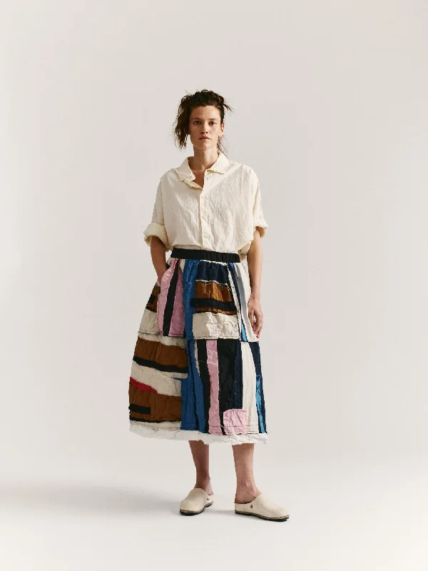 PUFFY SKIRT- SRIPE PATCHWORK  - PATCHWORK - AS IS cashmere skirt plush