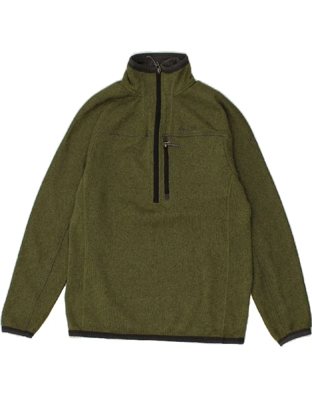CRAGHOPPERS Womens Zip Neck Sweatshirt Jumper UK 14 Medium Khaki Cotton Hoodie with Logo Branding Identity
