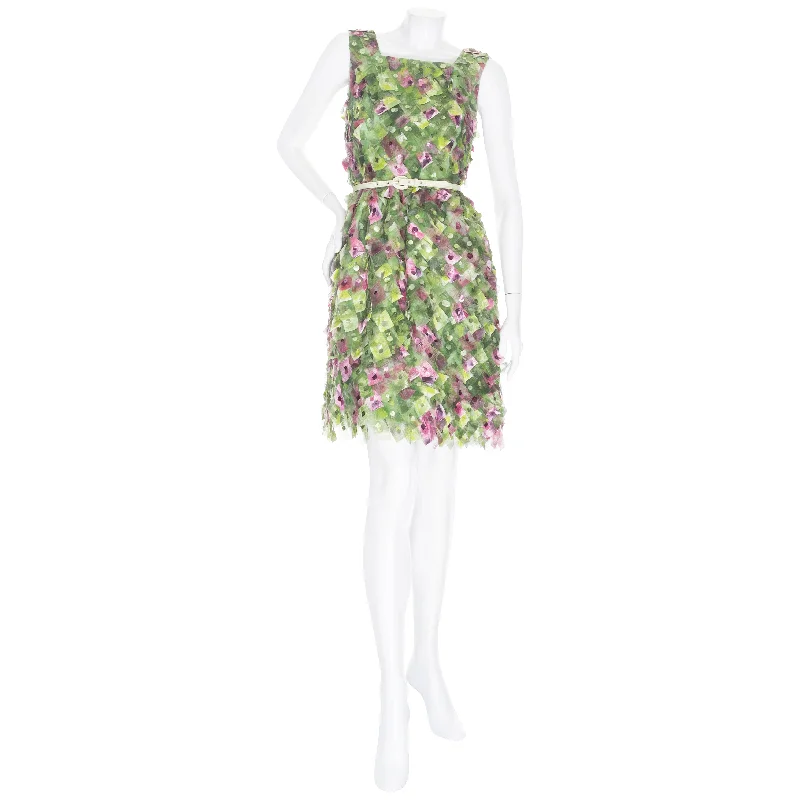 2013 Green and Pink Sequin Embellished Appliqué Dress Tunics Luxurious premium